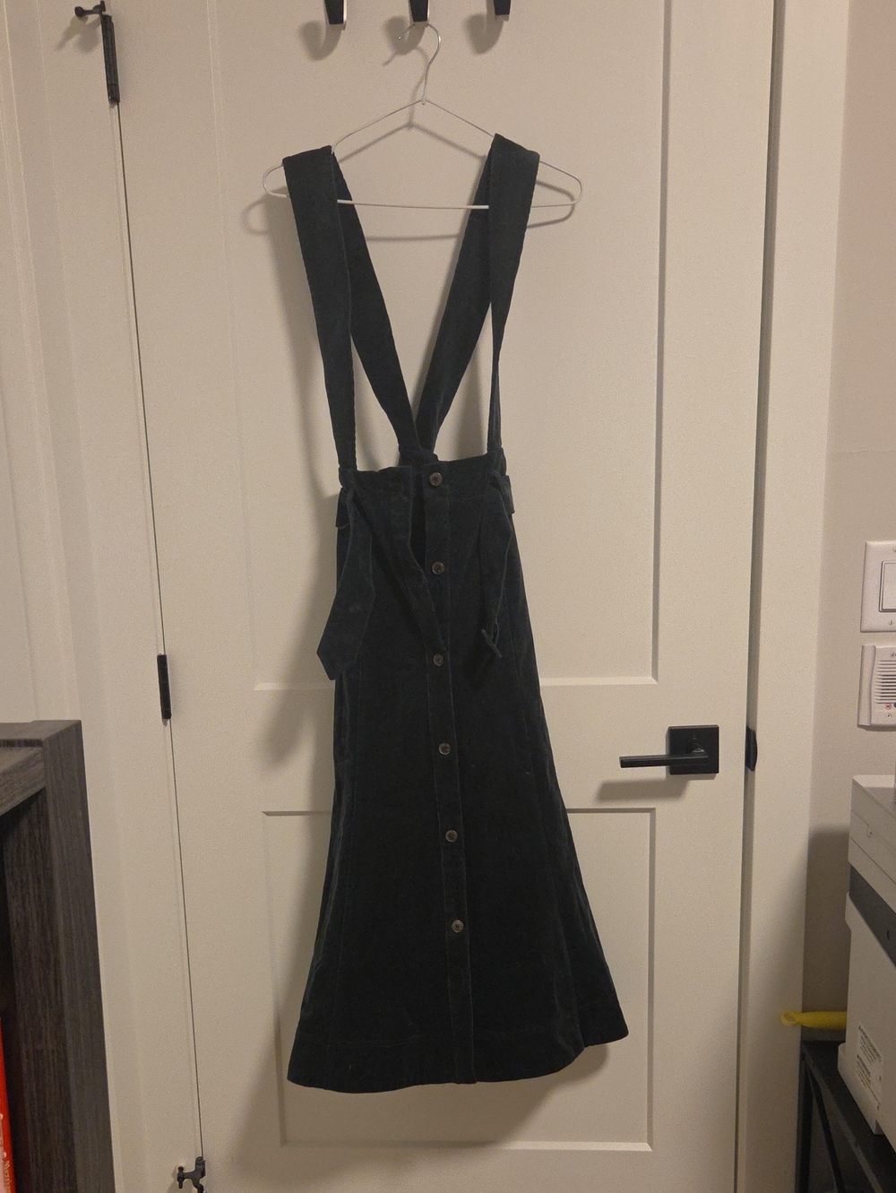 Maeve By Anthropologie Green Button-Front Suspender Midi Pinafore